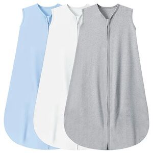 Sleeveless Baby Sleep Sacks - Blue, White, Gray